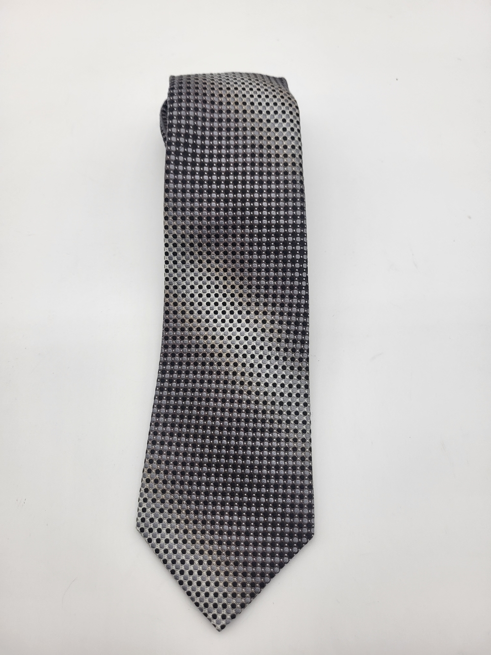Gianfranco Valentino Gray and Silver Microdot Silk Tie